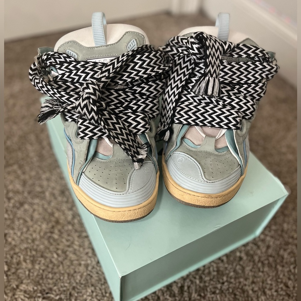 Light Blue Lanvin Curb Sneakers